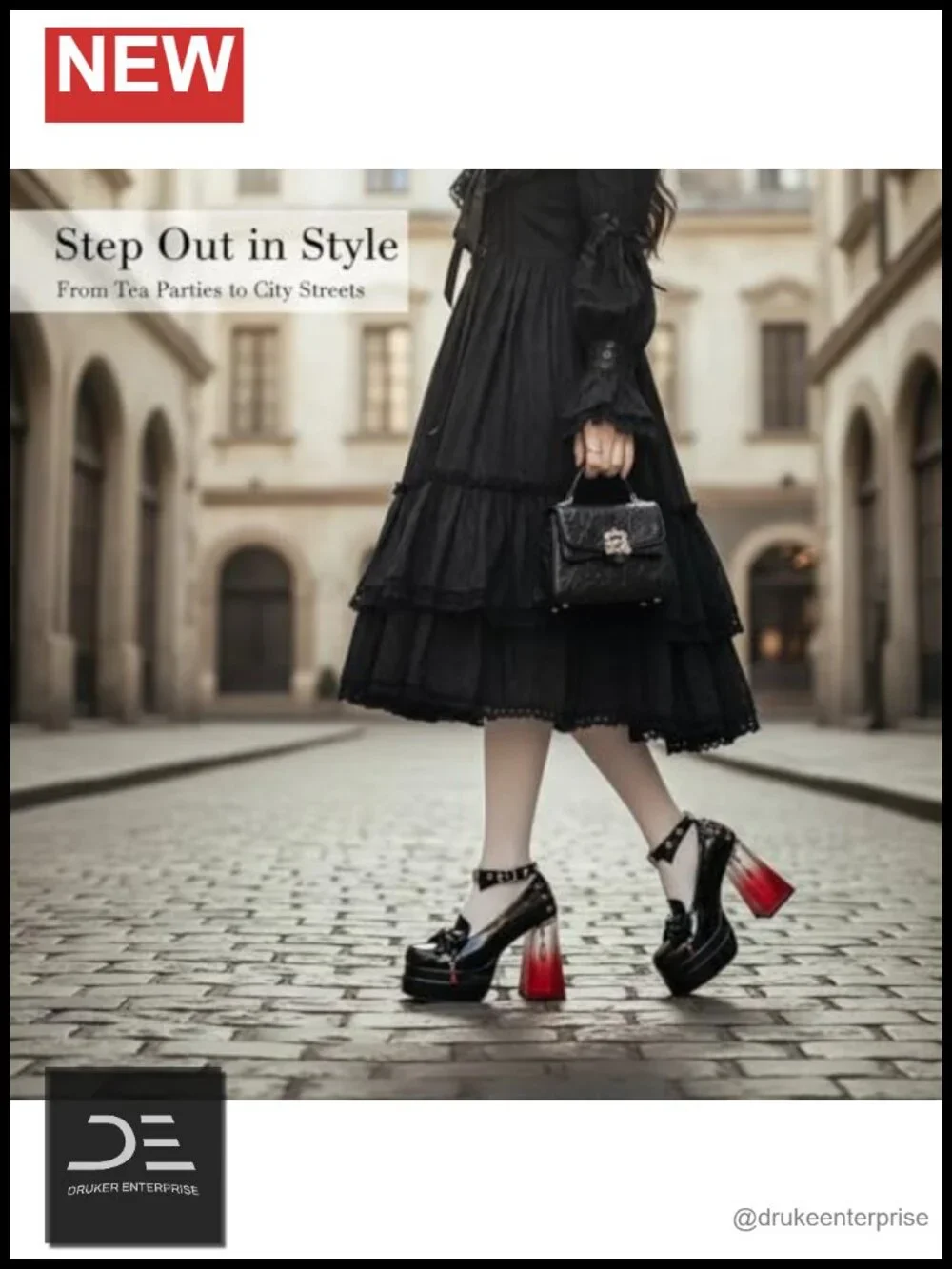 Chunky Platform Mary Jane Pumps, PU Leather Gothic Y2K Heels, Ankle Strap